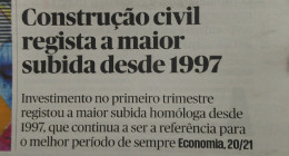 CONSTRUÇÃO CIVIL REGISTA A MAIOR SUBIDA DESDE 1997
